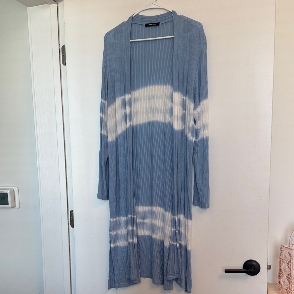 Blue and White Tie-Dye Long Cardigan size medium